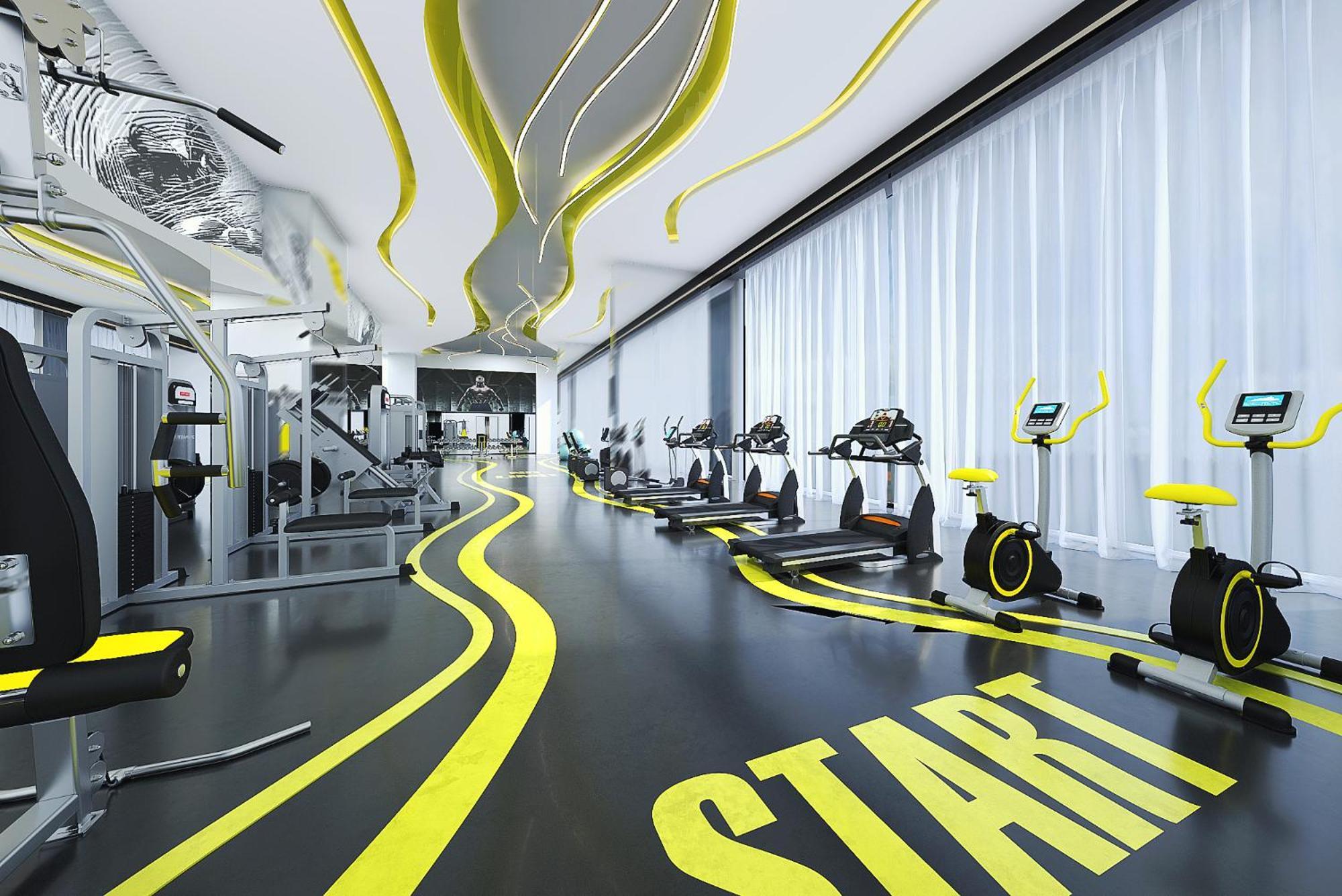 Royal M Al Aqah Beach Resort By Gewan Exterior foto 3D rendering of a gym